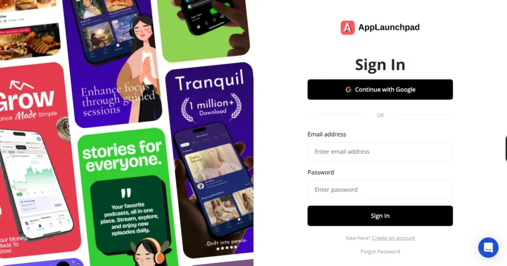 AppLaunchpad sign in option