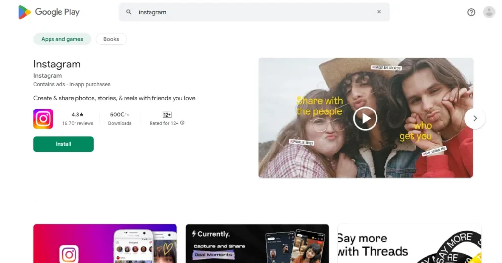 Instagram on Play Store