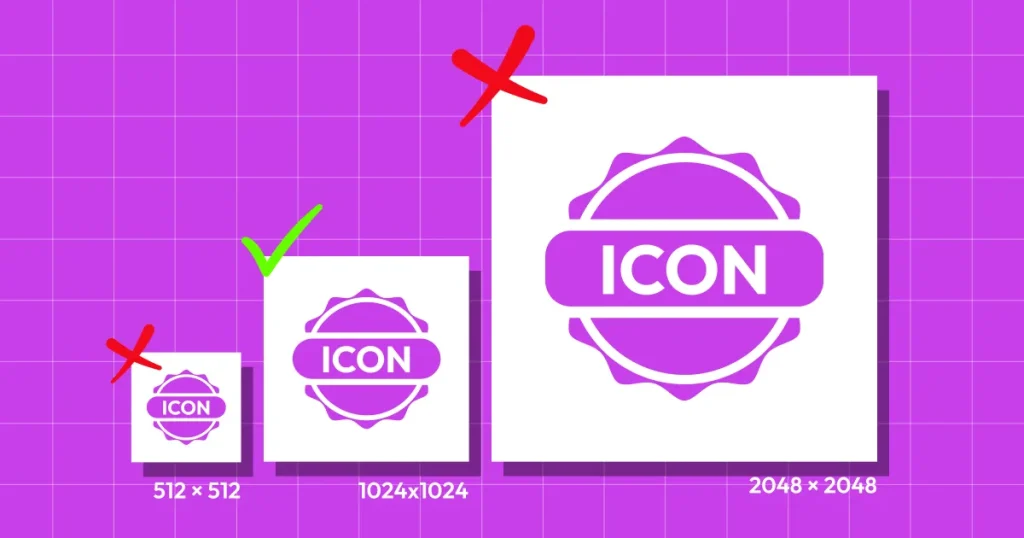 Wrong vs correct icon sizes