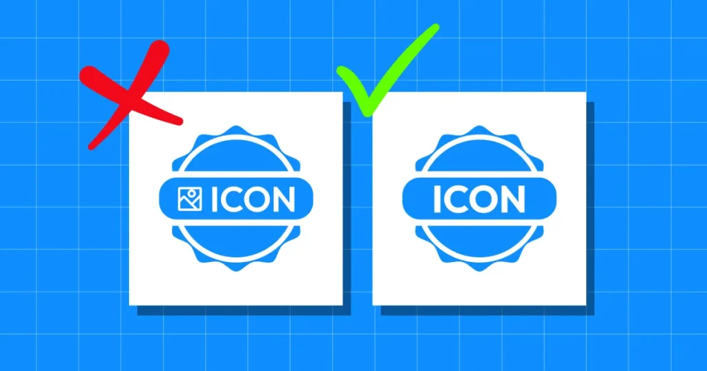Incorrect vs correct app icon layout