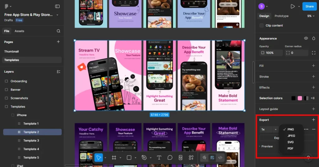 Export the app store screenshot