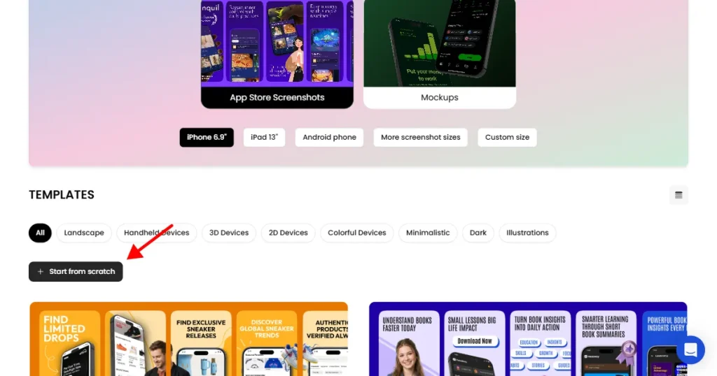 Click on start from scratch