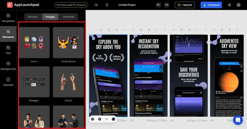 App design stickers on app screenshots