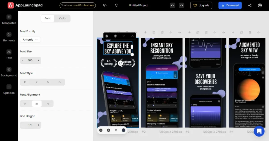 Add text captions on the app screenshots