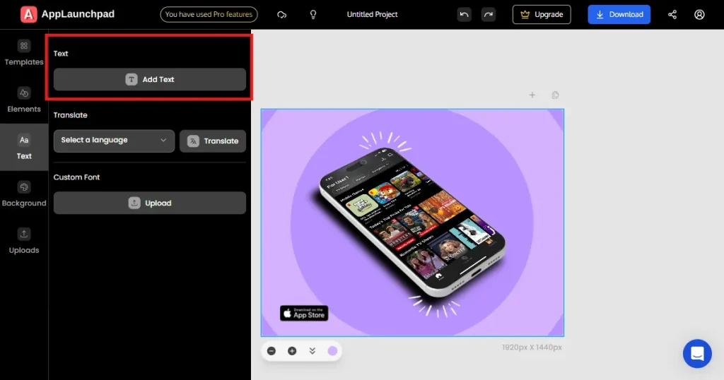 Add text captions of the iPhone mockup