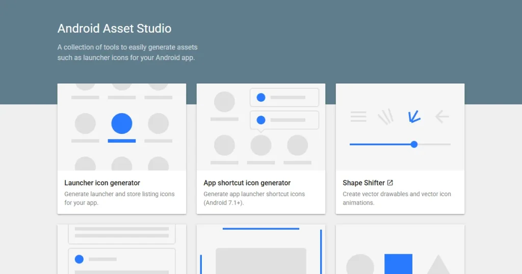 Android Asset Studio dashboard