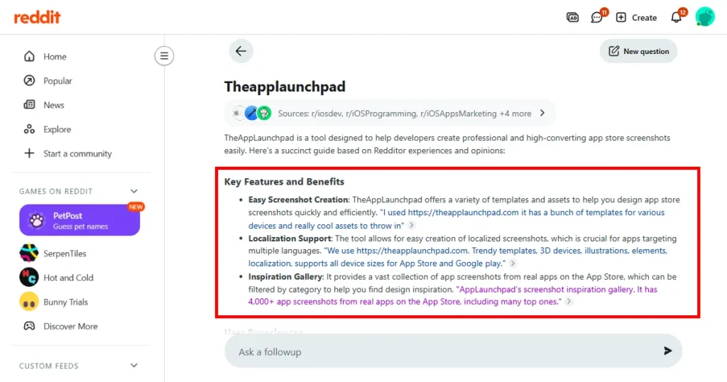 AppLaunchpad Reddit AI overview