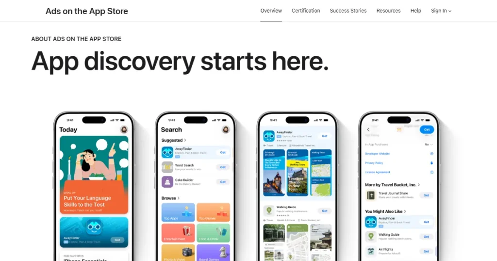 Apple search ads page