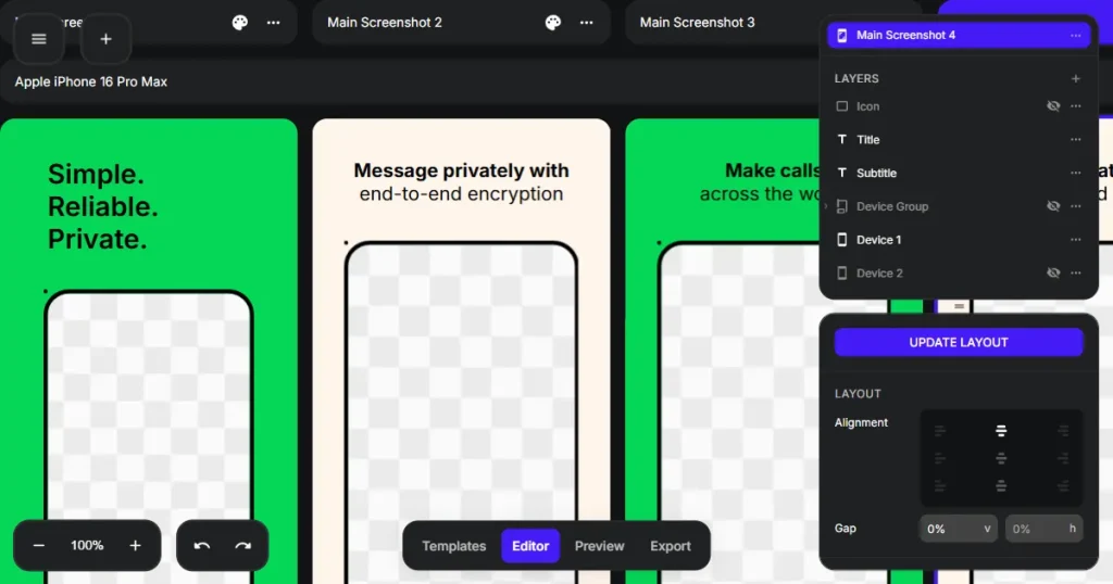 AppMockUp screenshot editor