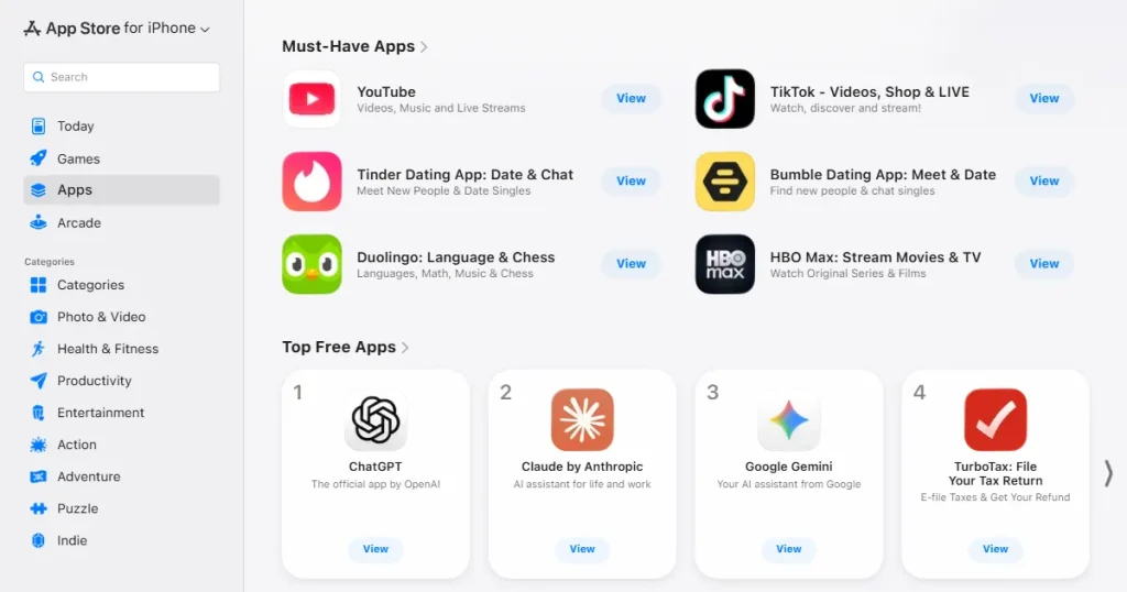 Top apps selected by App Store editors