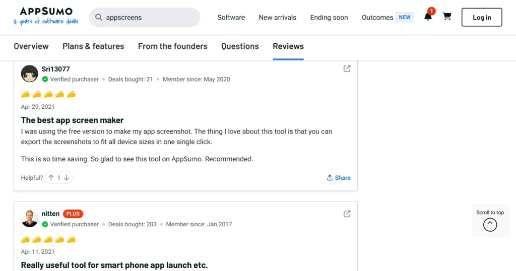 appscreens review on App Sumo