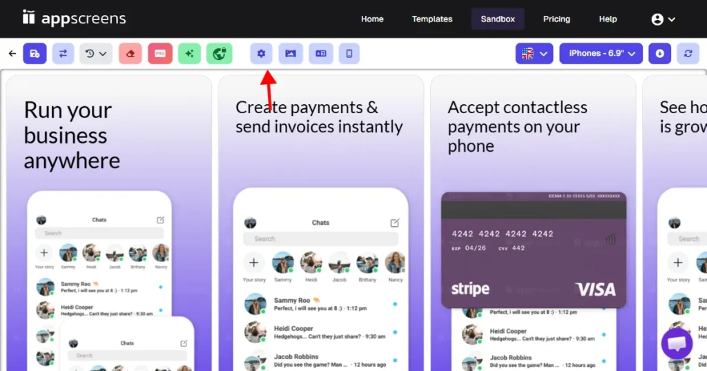 AppScreens screenshot template set up editor