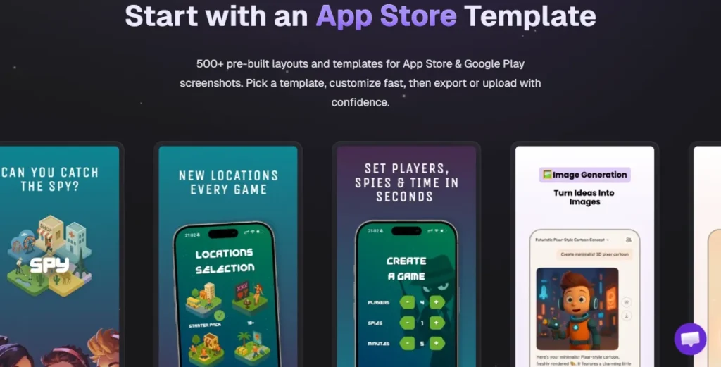 AppScreens start with an App Store Template