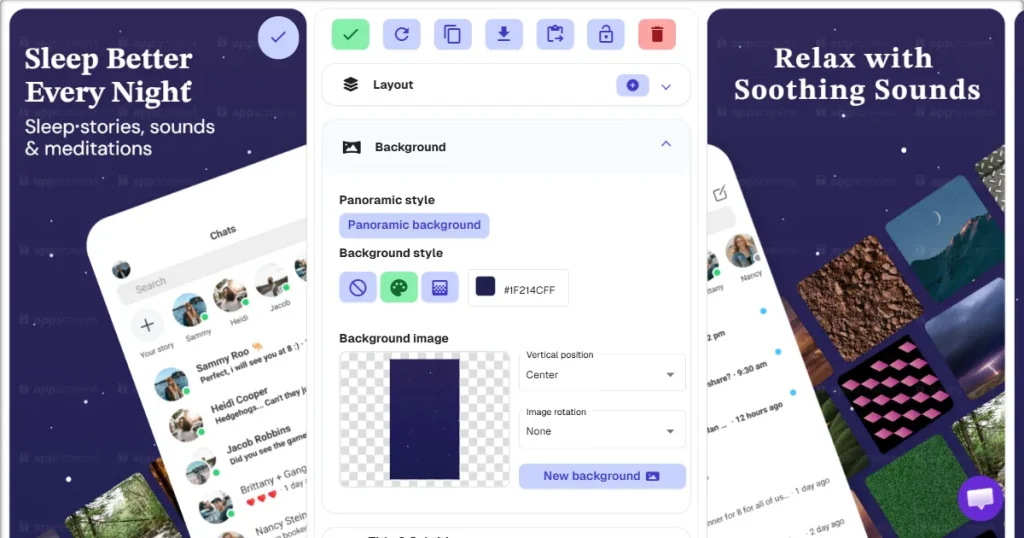 appscreens background customization controls