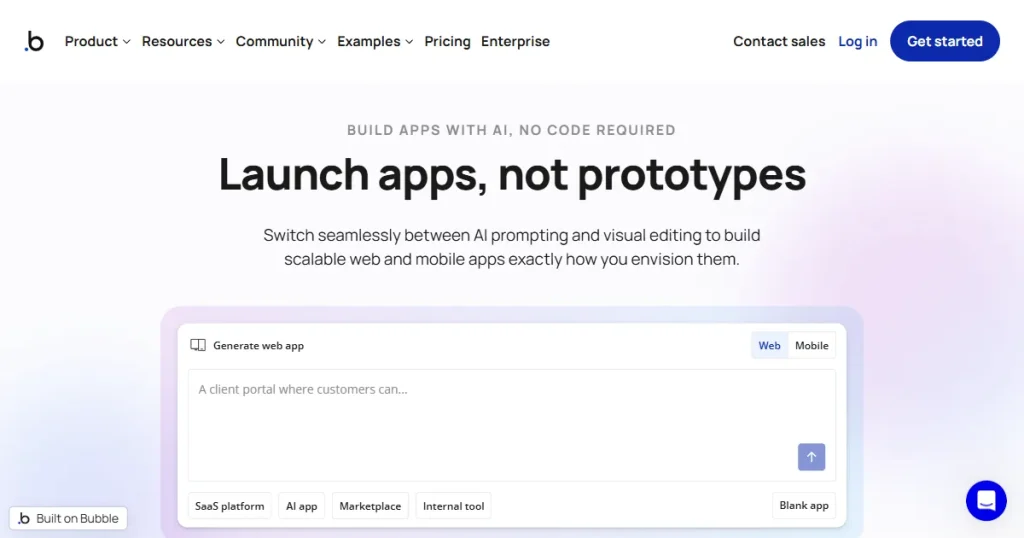 Bubble AI app builder