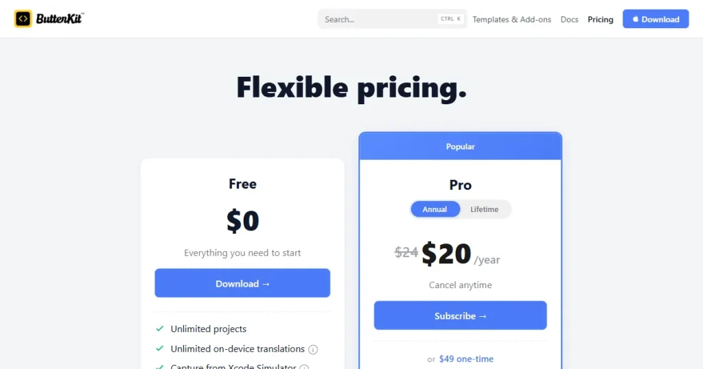 Pricing plans of Butterkit