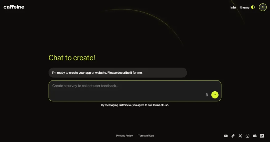Caffeine AI app builder