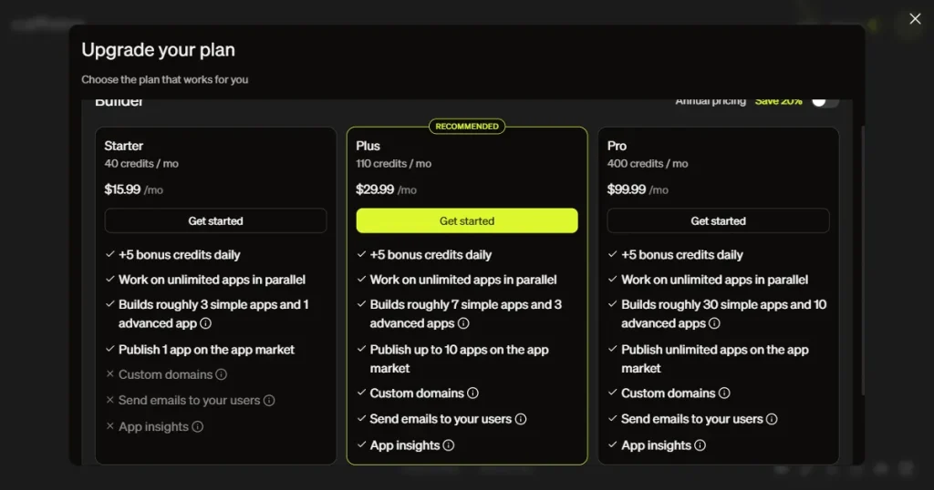 Caffeine AI pricing page