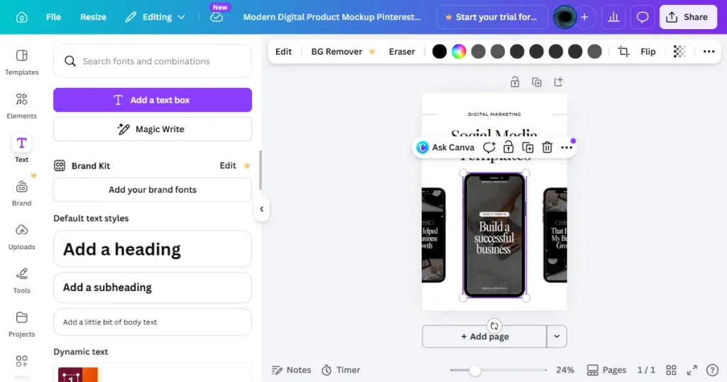 Canva app store screenshot generator