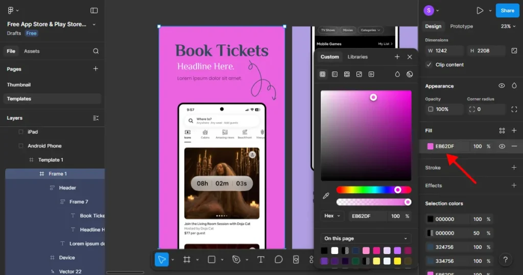 Change the background color of the play store screenshot template