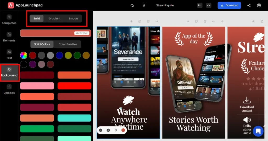 Change the background color of the play store screenshots