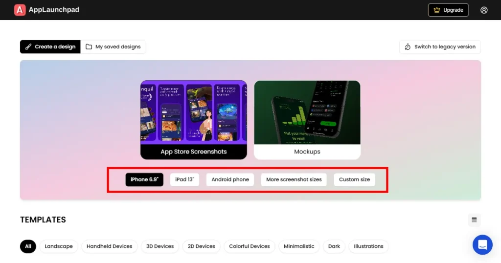 Choose a device on AppLaunchpad