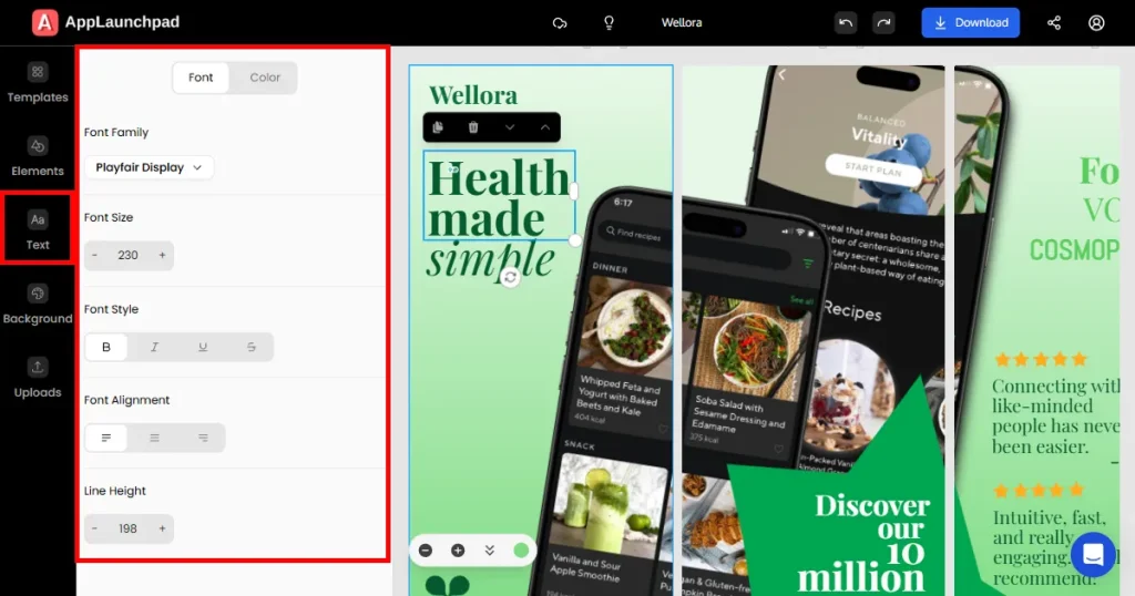 Customize text captions on screenshots