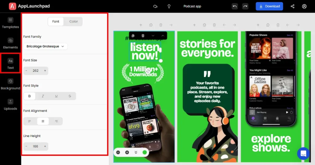 Edit the text of your app store screenshots