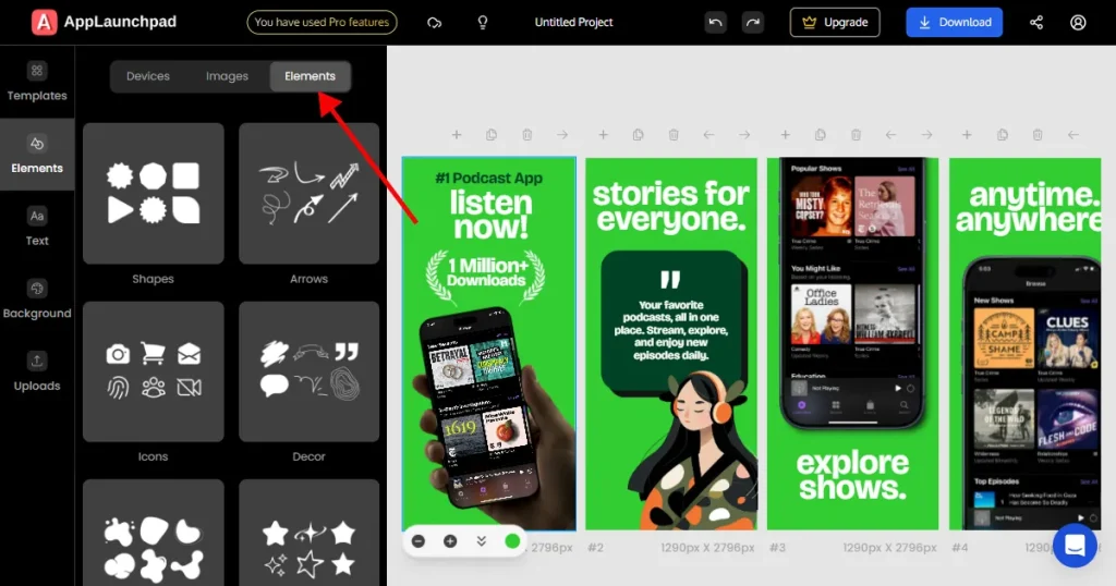 Add design elements on screenshots