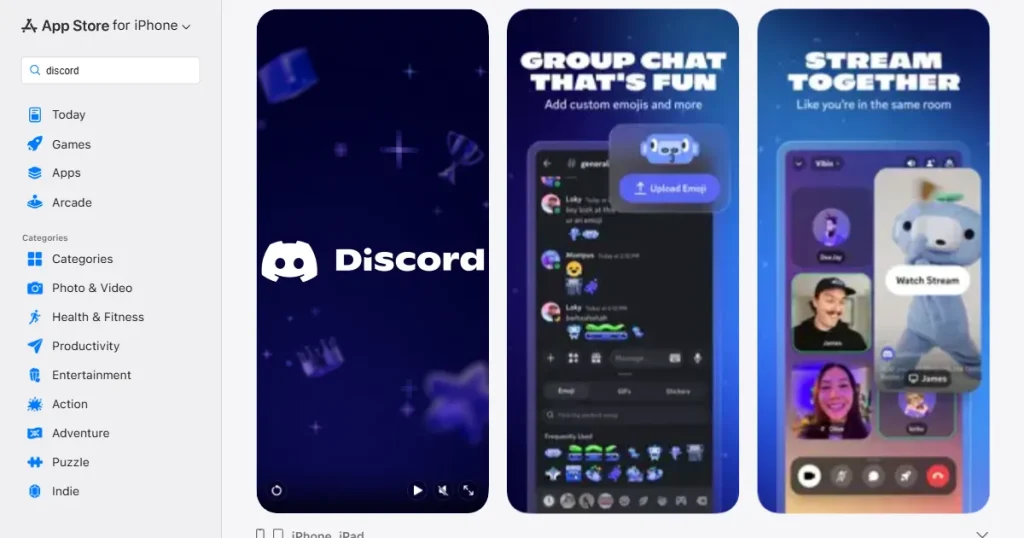 Discord app store screenshots