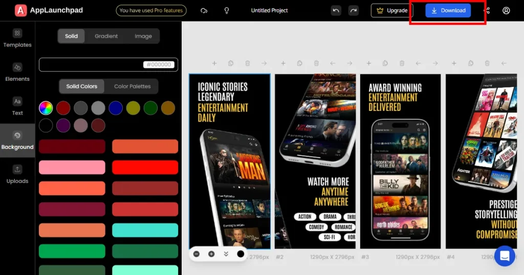 Download app screenshots on AppLaunchpad