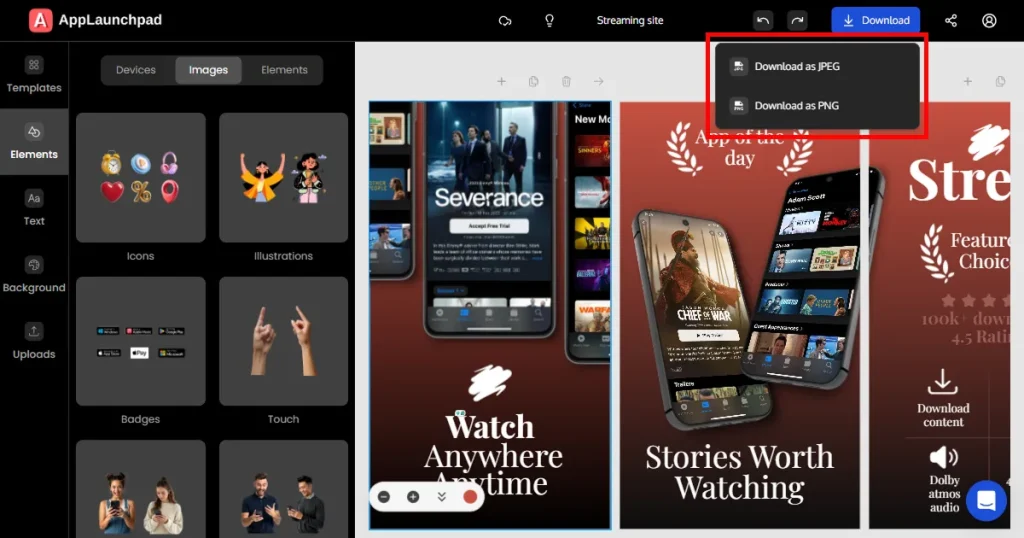 Export the play store screenshots