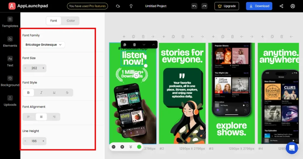 Edit text captions on AppLaunchpad