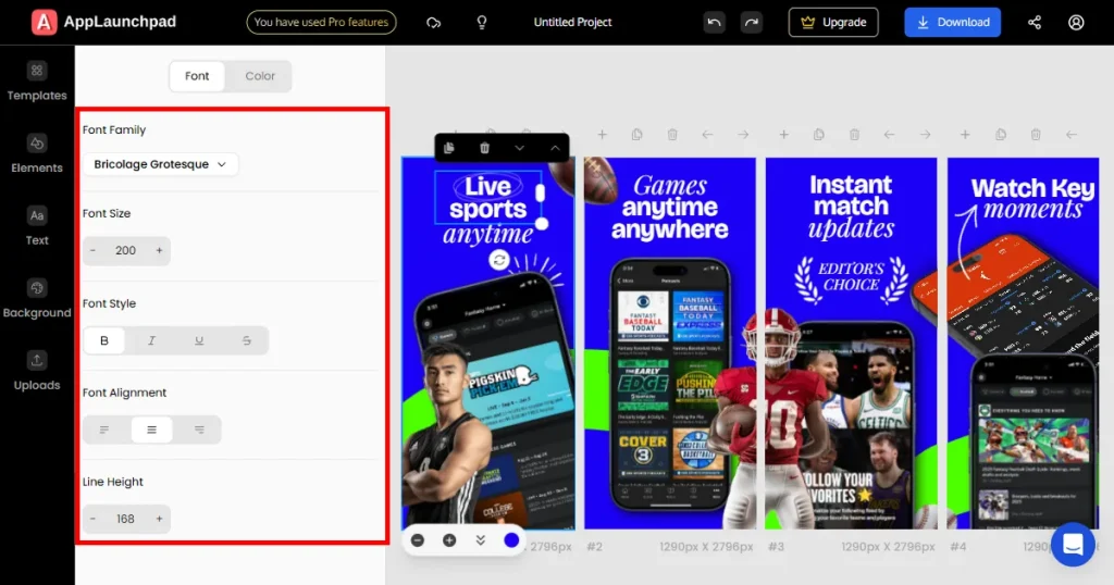 Edit text captions on applaunchpad