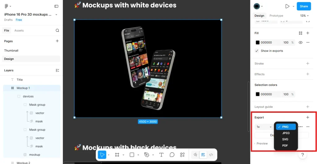 Export the final iPhone mockup