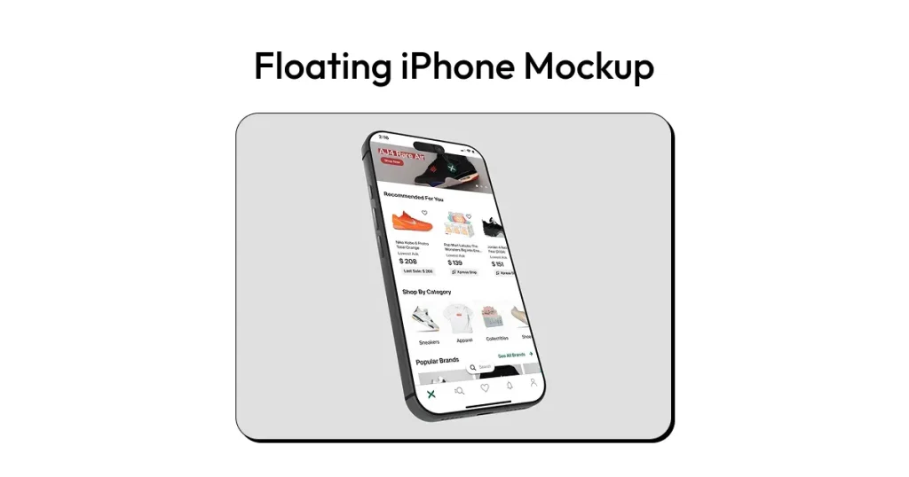 Floating iPhone mockup