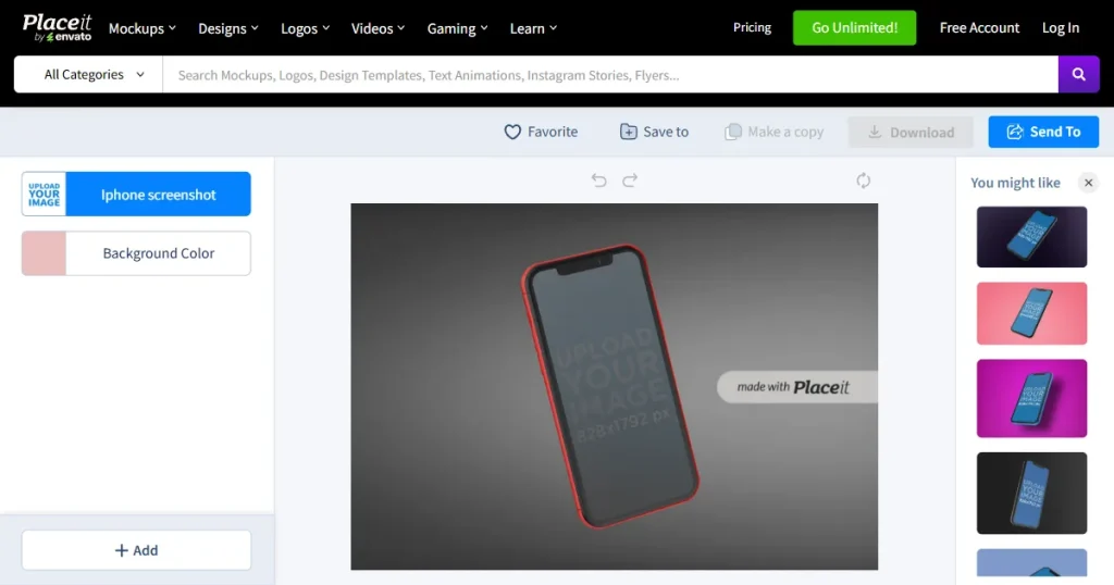 Generic mockups on Placeit