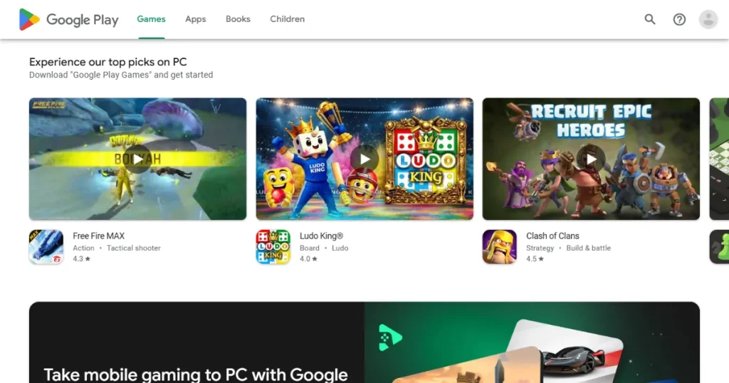 Top-ranking games on Google Play Store