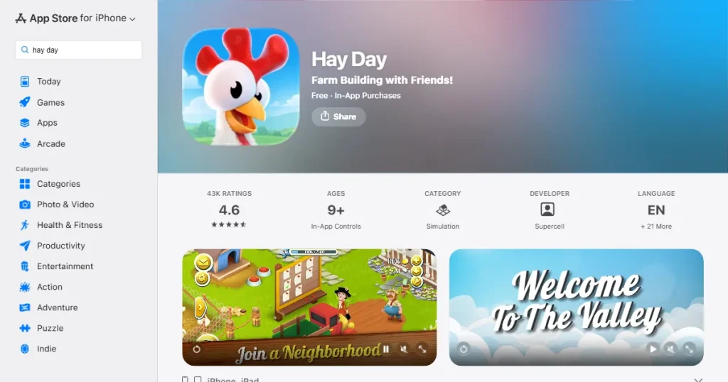 Hay day app store screenshots