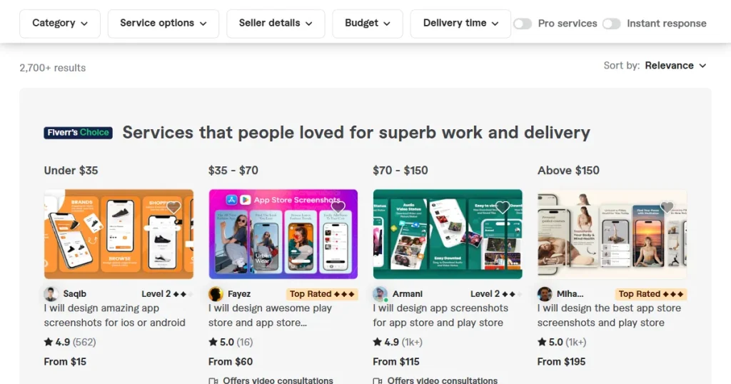 Hire a professional designer to create app store screenshots