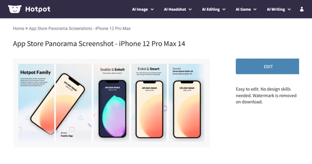 Hotpot AI app screenshot editor