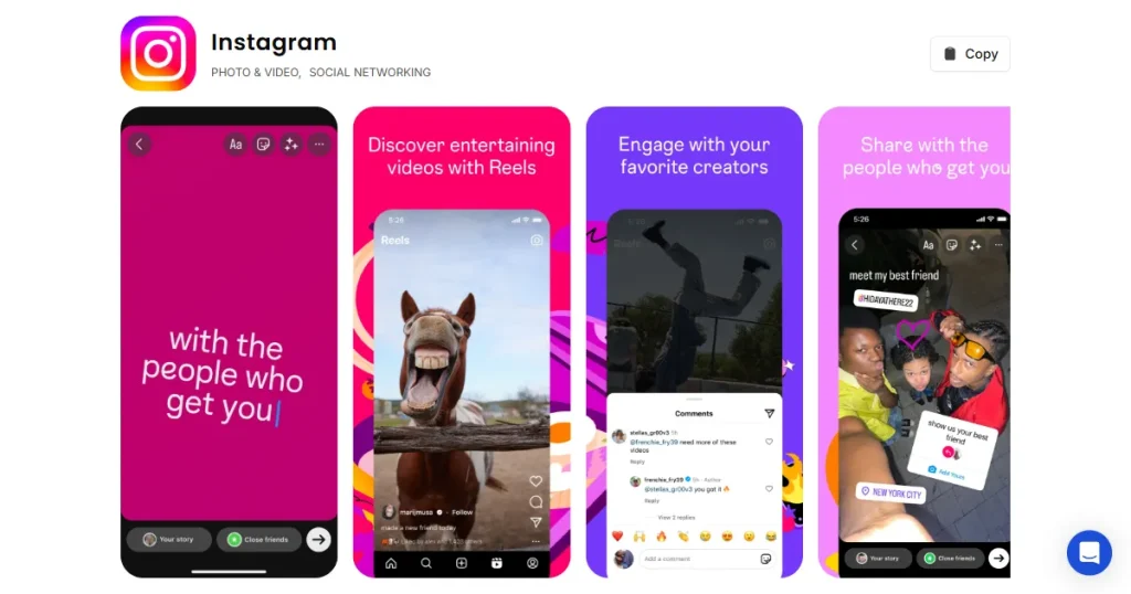 Instagram app store screenshots