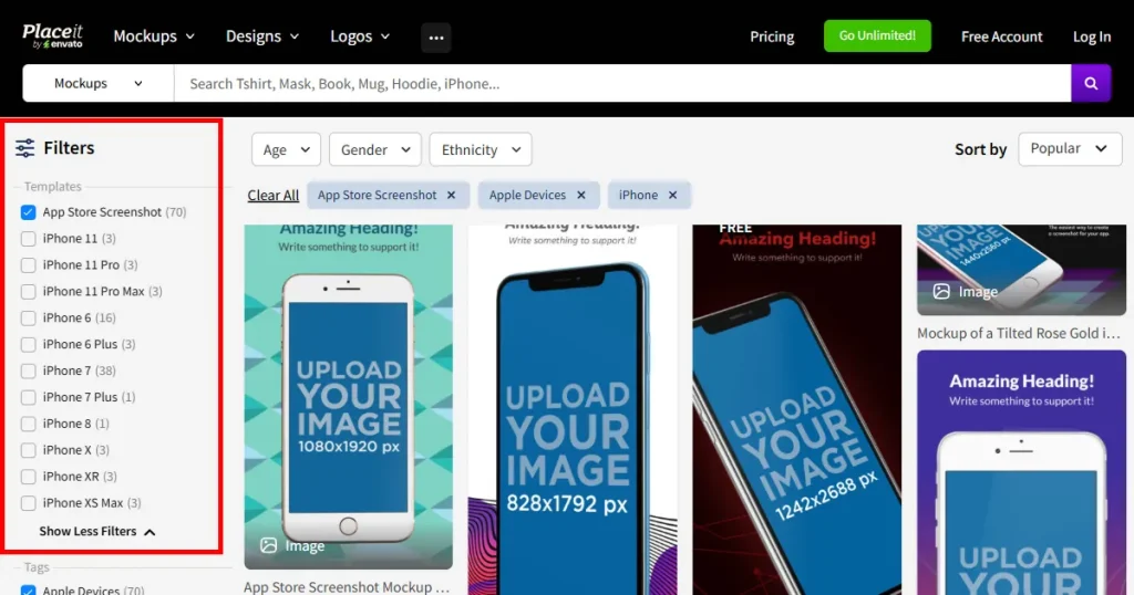 Latest devices on Placeit