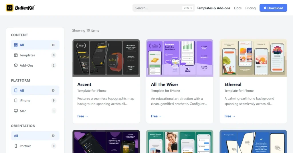 Limited templates on Butterkit
