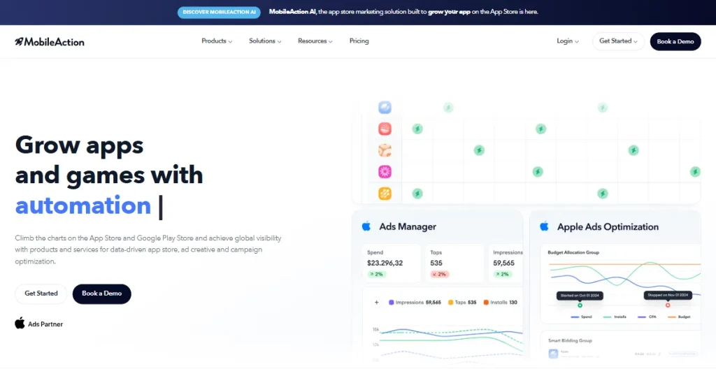 Mobile Action onboarding page