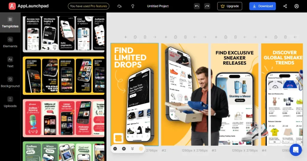 Multiple screenshot templates on AppLaunchpad
