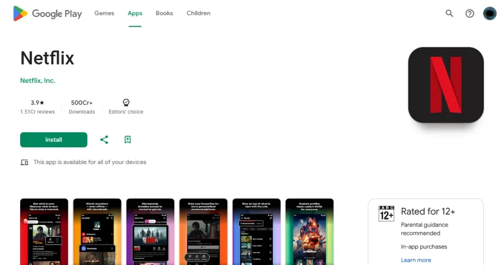 Netflix Google Play Store App icon