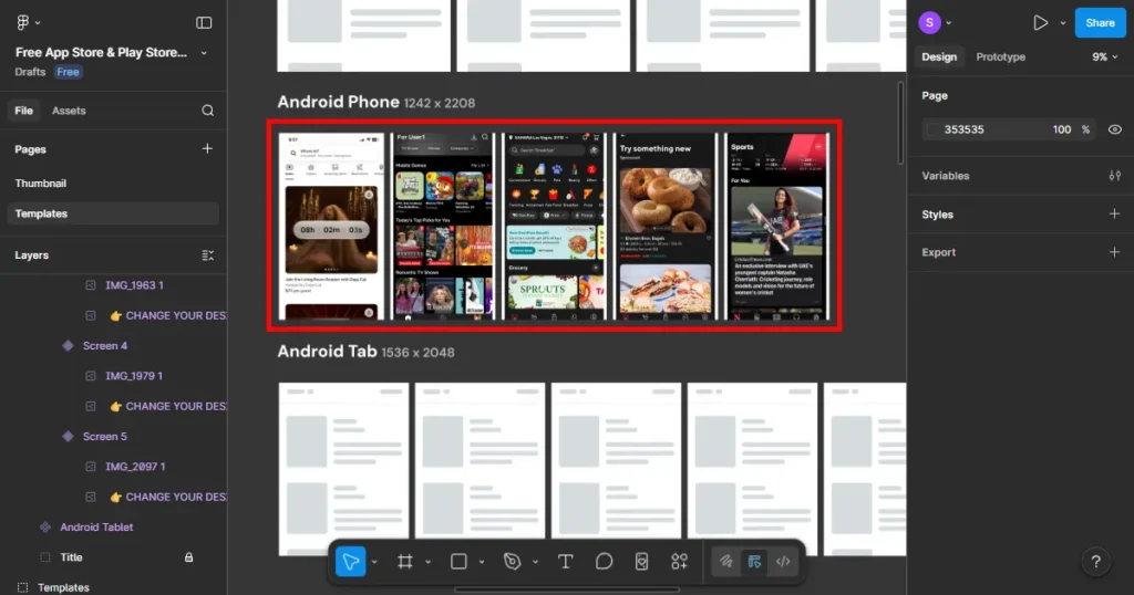 Paste all app screens one by one