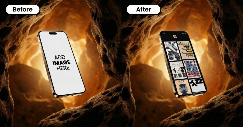 Before and after iPhone mockup