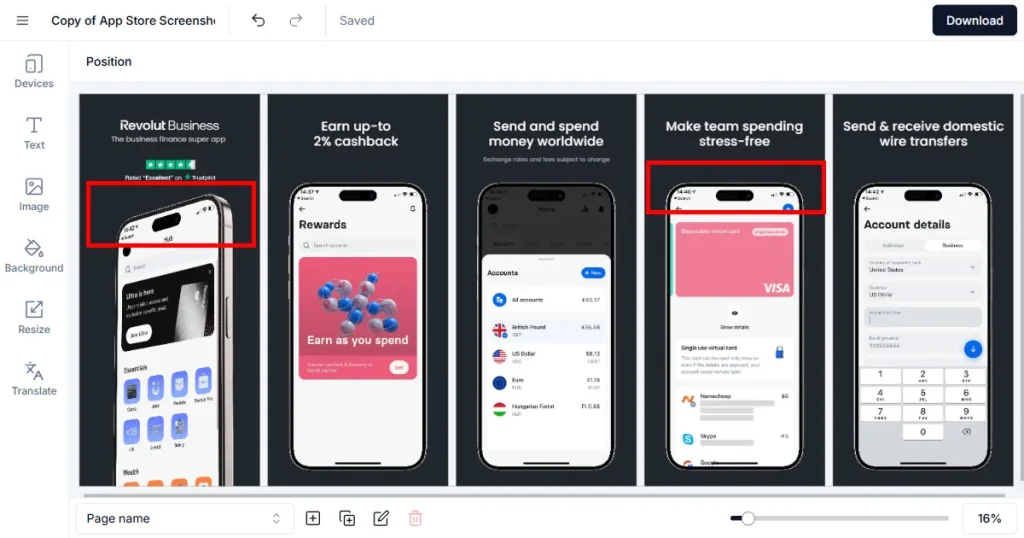 Pixelated devices on Screenshots Pro